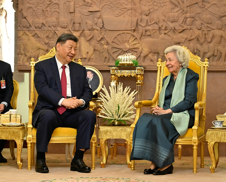 习近平会见柬埔寨太后莫尼列